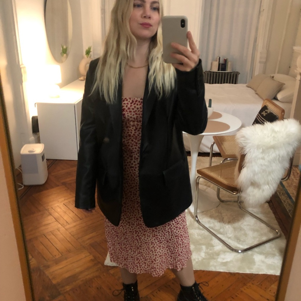 Zara Black Faux Leather Blazer - Picture 5 of 7